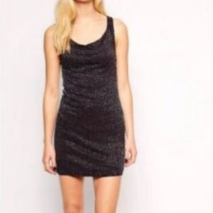 W118 Walter Baker Dark Gray Beaded Sophia Racerback Dress